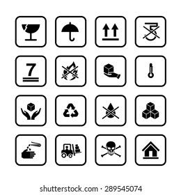 Set of packing symbols icon for box on white background vector illustration eps 10