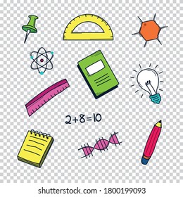 Set packs school tools colour icon logo vector 