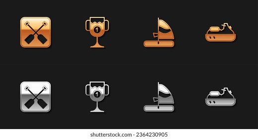 Set Paddle, Award cup, Windsurfing and Jet ski icon. Vector
