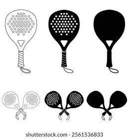 Set of paddle tennis racket vector illustration. Tennis racket silhouette