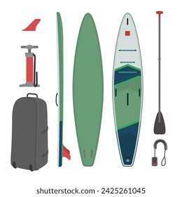 Set of Paddleboard Accessories. Board, paddle, fin