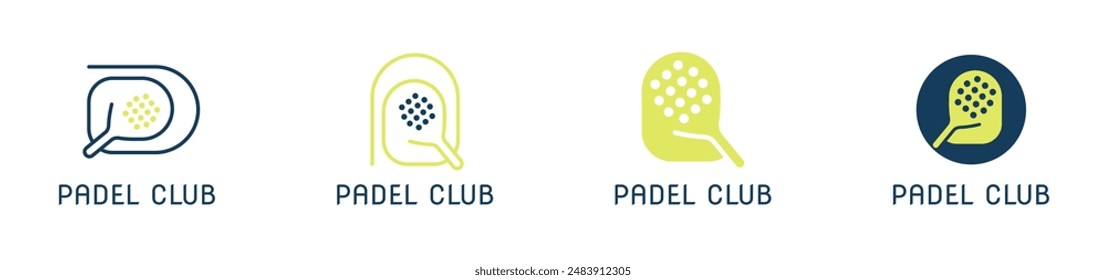 set of padel tennis logo design vector with transparent background