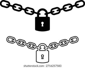 Conjunto de iconos de cadena de candado, colección de cerradura y símbolos de seguridad, grupo de Ilustraciones vectoriales de línea plana, agregar seguridad, protección, concepto seguro y de privacidad, estilo negro