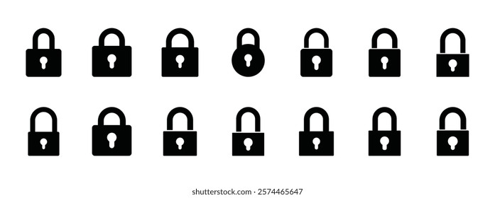 Set of padlock icon symbol vector on white background