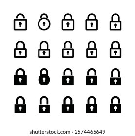 Set of padlock icon symbol vector on white background