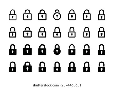 Set of padlock icon symbol vector on white background