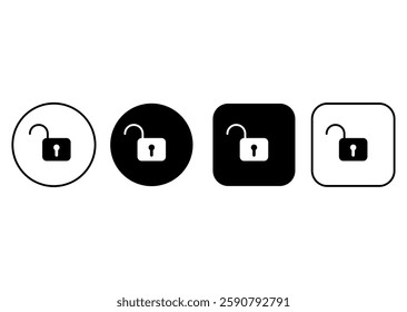 Set of padlock icons. Simple opened lock buttons collection. Security symbols