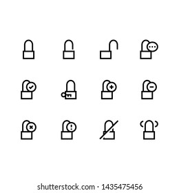 Set of padlock, lock, safe, privacy outline style icon - vector
