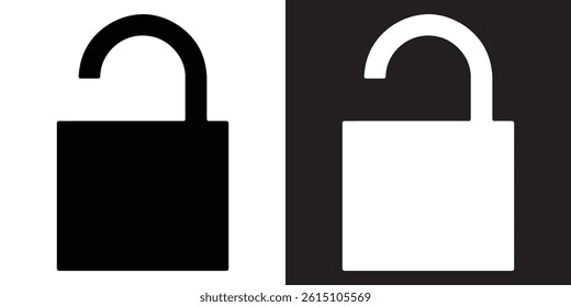 Set of Padlock Outline Icon. Password, Locked, Unlocked
