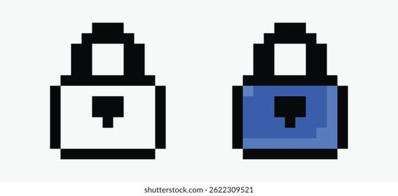 set padlock pixel art icon vector illustration.