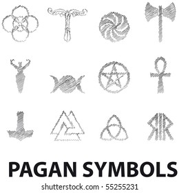 Set of Pagan symbols Vector pencil scribble