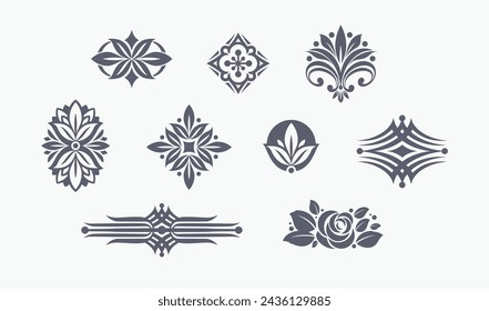 Set of page and book decorations. Vector design elements.