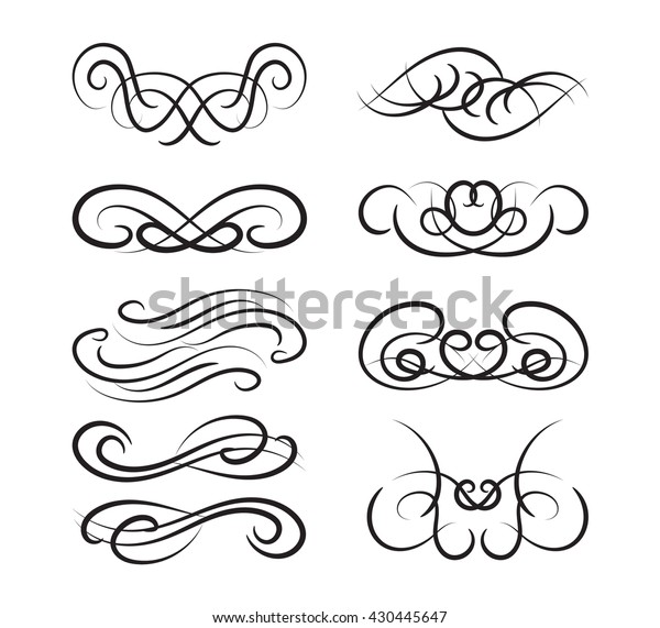 Set of page decoration line drawing design wedding\
elements vintage dividers in black color. Vector illustration.\
Isolated on white background. Can use for birthday card, wedding\
invitations. 