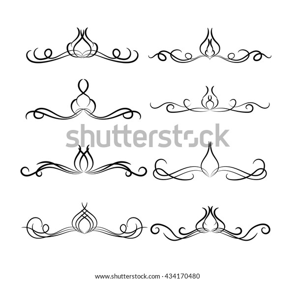 Set of page decoration line drawing design wedding
elements vintage dividers in black color. Vector illustration.
Isolated on white background. Can use for birthday card, wedding
invitations. 