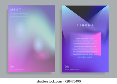 Set of page design templates with vibrant gradient background. Trendy modern design. Applicable for placards, banners, flyers, presentations, covers and reports. Vector illustration. Eps10
