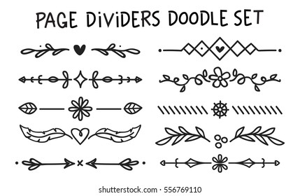 Set Of Page Divider In Doodle Style