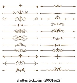 Set page dividers. Antique decorative elements. Vector illustration