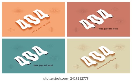 Set of page with error 404 page template for web and mobile. Sorry page not found. Banner design with different geometric element. Modern vector illustration.