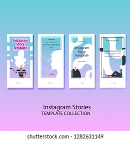 Set of page for instagram design templates for beauty, spa, wellness, natural products, cosmetics, body care. Modern vector illustration concepts for website and mobile website development