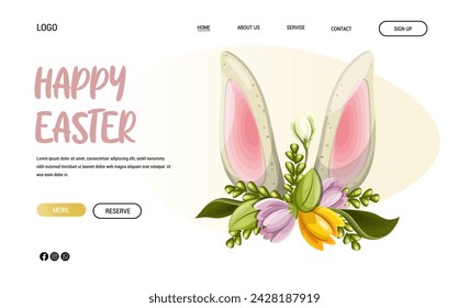 Set page web template Easter design. Hand drawing. Vector.