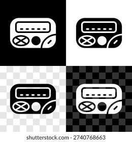 Set Pager icon isolated on black and white, transparent background. Vintage 1990s electronics messenger.  Vector