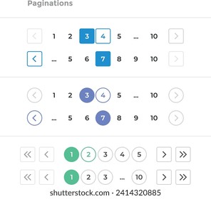 Set of the Paginations for User Interface