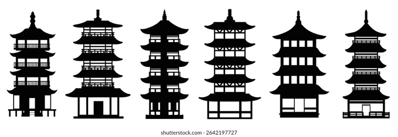Set of pagoda vector illustration