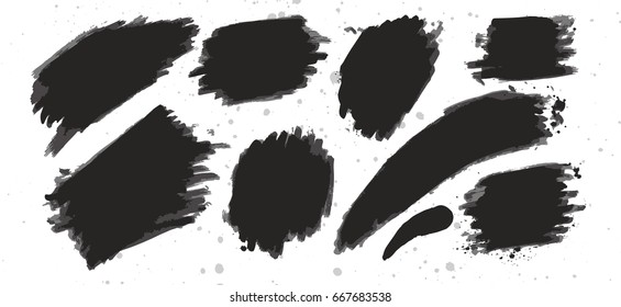 Set of paint black, grunge brushes vector illustration