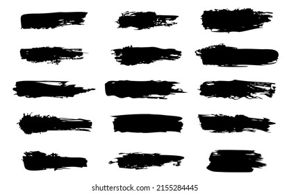 Juego de pinceles de tinta negra. Pinceles o pinceles aislados. Ilustración de material vectorial.