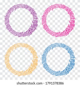 Set Paint Brush Circle Isolated On Transparent Background. Marker. Watercolor. Vector Illustration