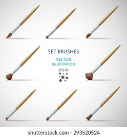 set paint brush for drawing or makeup realistic isolated on gray background. vector illustration eps10