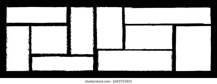 Set of paint brush grunge border frame .Text box frame rough grunge square paint shape for your design. vector illustration.