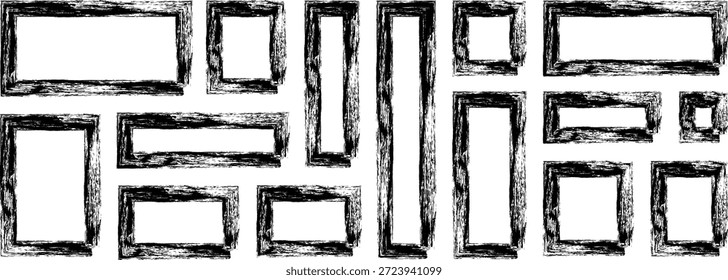 Set of paint brush grunge border frame. Grunge frame. black grunge rectangles on a white background. Vector brush rectangle grunge shape. Paint brush stamp collection. vector illustration.