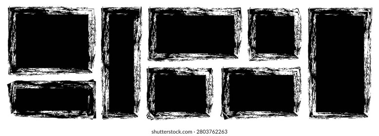Set of paint brush grunge border frame. Grunge frame. black grunge rectangles on a white background. Vector brush rectangle grunge shape. Paint brush stamp collection. vector illustration