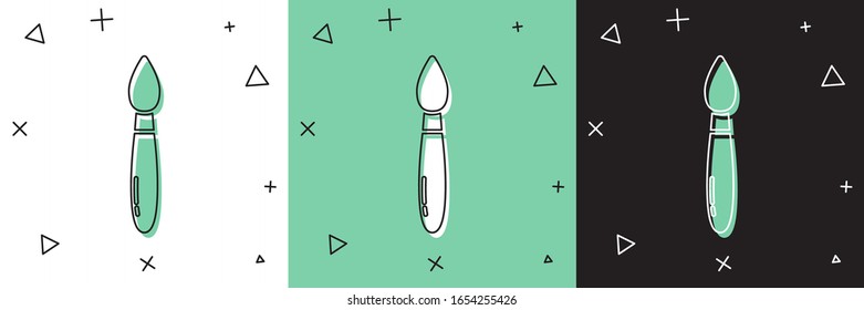 Set Paint brush icon isolated on white and green, black background.  Vector Illustration