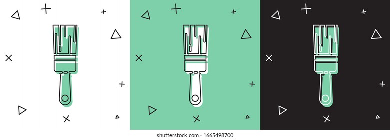 Set Paint brush icon isolated on white and green, black background.  Vector Illustration
