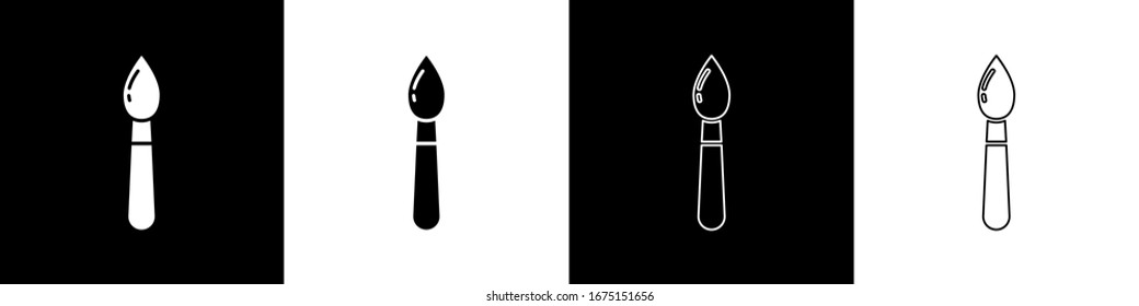 Set Paint brush icon isolated on black and white background.  Vector Illustration
