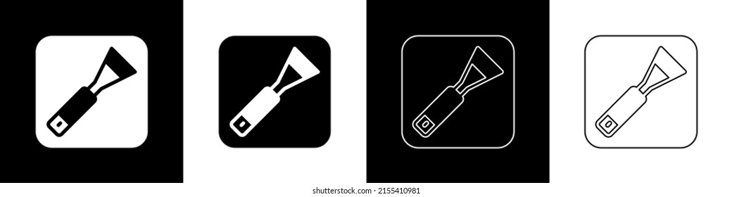 Paint-Bürste-Symbol einzeln auf schwarz-weißem Hintergrund festlegen. Für den Künstler oder für Archäologen und die Reinigung während der Ausgrabungen.  Vektorgrafik