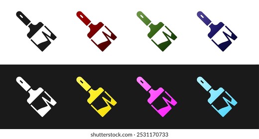 Set Paint brush icon isolated on black and white background.  Vector
