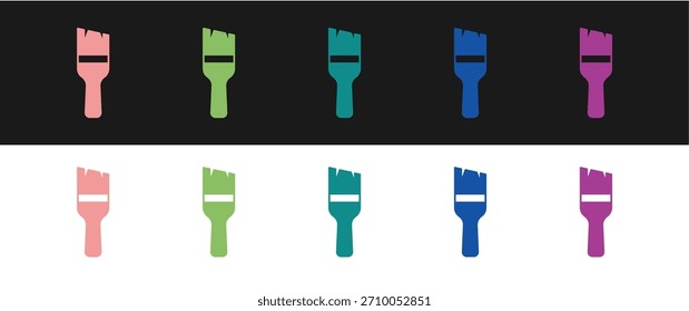 Set Paint brush icon isolated on black and white background.  Vector