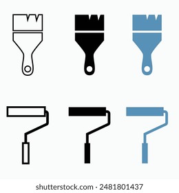 set of paint brush icons in vector