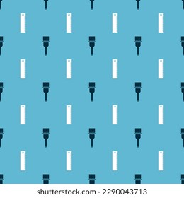 Set Paint brush and Ruler on seamless pattern. Vector