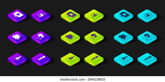 Establece pincel de pintura, spray, cubo, pintura de coche e icono. Vector