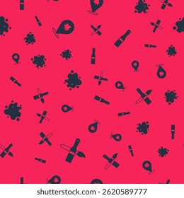 Set Paint brush, spray,  and  on seamless pattern. Vector