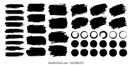 Set of paint brush stroke and abstract grunge banner for graphic background decoration. Watercolor splatter, ink splash and creative shape for social media. Vector frame art or texture element.