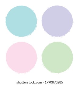 Set Paint Brush Stroke Circle Isolated On White Background. Marker. Watercolor. Vector Illustration
