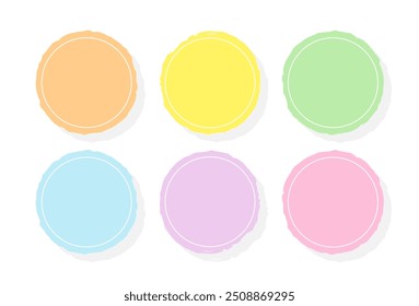 Set Of Paint Brush Stroke Circle Frame Isolated On White Background. Vector. Multi-Colored