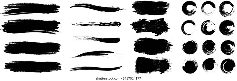 Juego de manchas de tinta de pincel de pincel. Símbolo de elemento de pincel de arte ilustración de pantalla de fondo vectorial colección de diseño