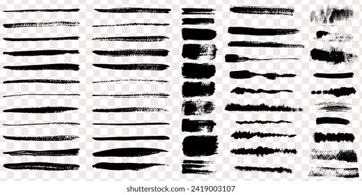 Set of paint brush stroke, ink splatter and artistic design elements. Ink splashes. Rough smears and stains. High quality manually traced. Drops blots isolated. Vector isolated elements set grungy art