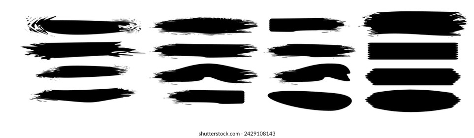 Conjunto de pinceladas, salpicaduras de tinta y elementos de diseño artístico. Salpicaduras de tinta. Manchas y manchas ásperas. Rastreo manual de alta calidad. Deja aisladas las manchas. Elemento aislado de gotas y salpicaduras de tinta